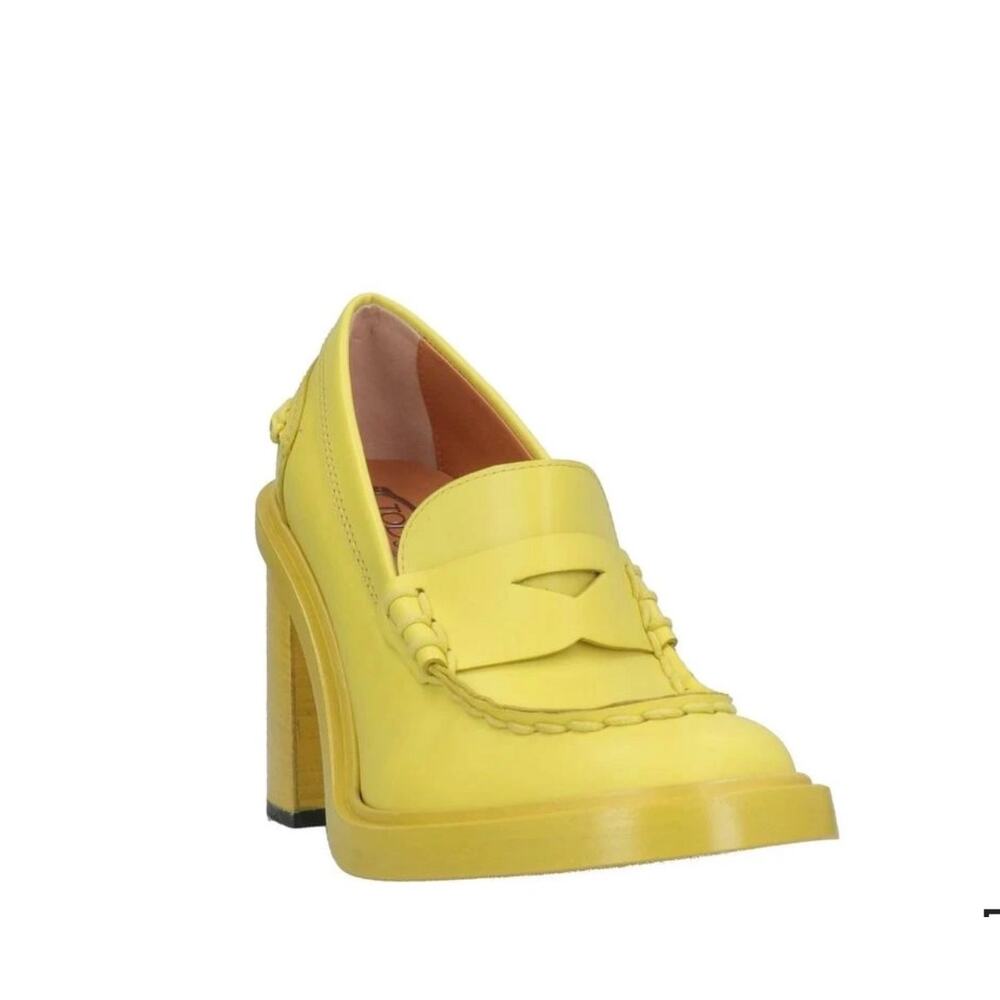 New Tods leather penny loafer heels yellow sz 35 - Picture 2 of 15